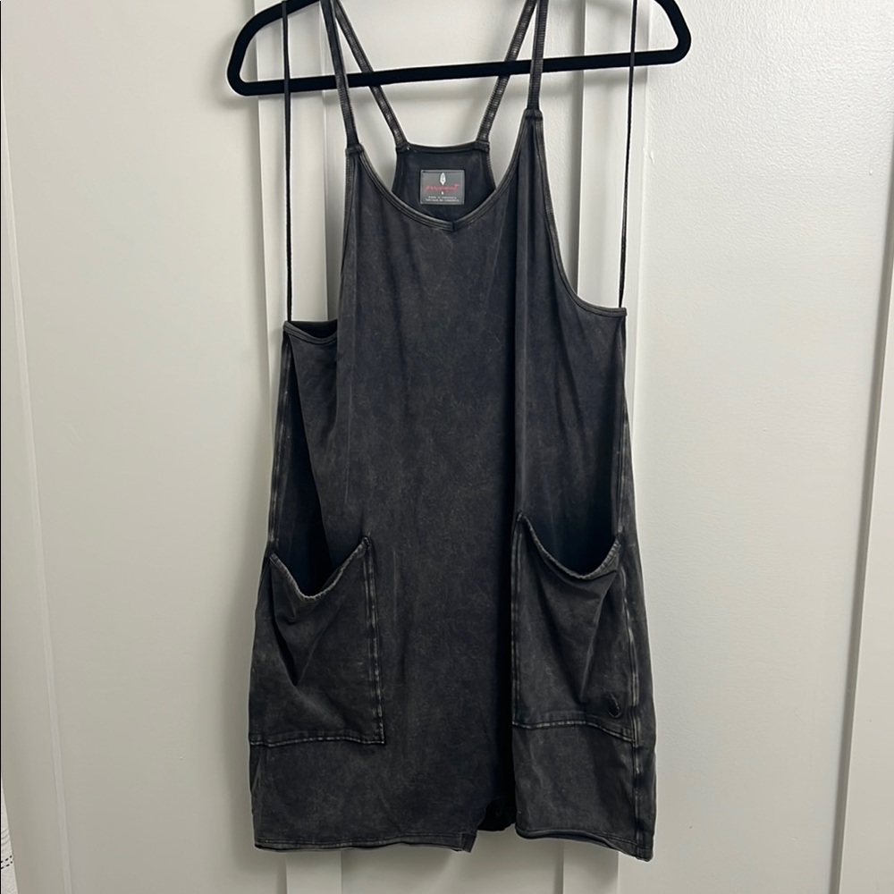 FP Movement by Free People Washed Black Denim-Style Romper